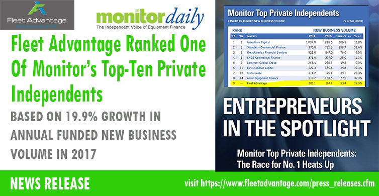 Fleet Advantage Ranked One Of Monitor’s Top-Ten Private Independents
