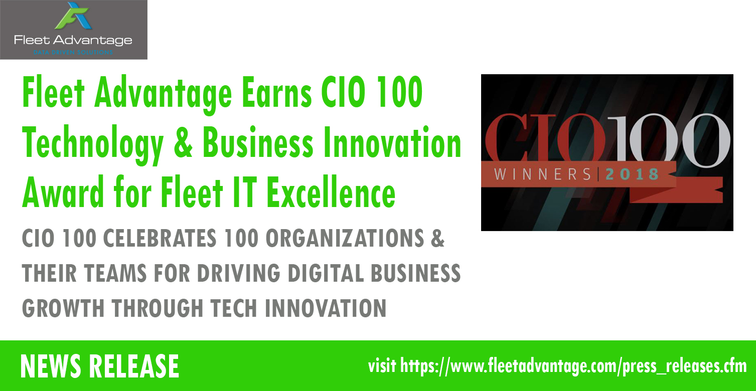 Fleet Advantage Earns CIO 100 Technology and Business Innovation Award for Fleet IT Excellence