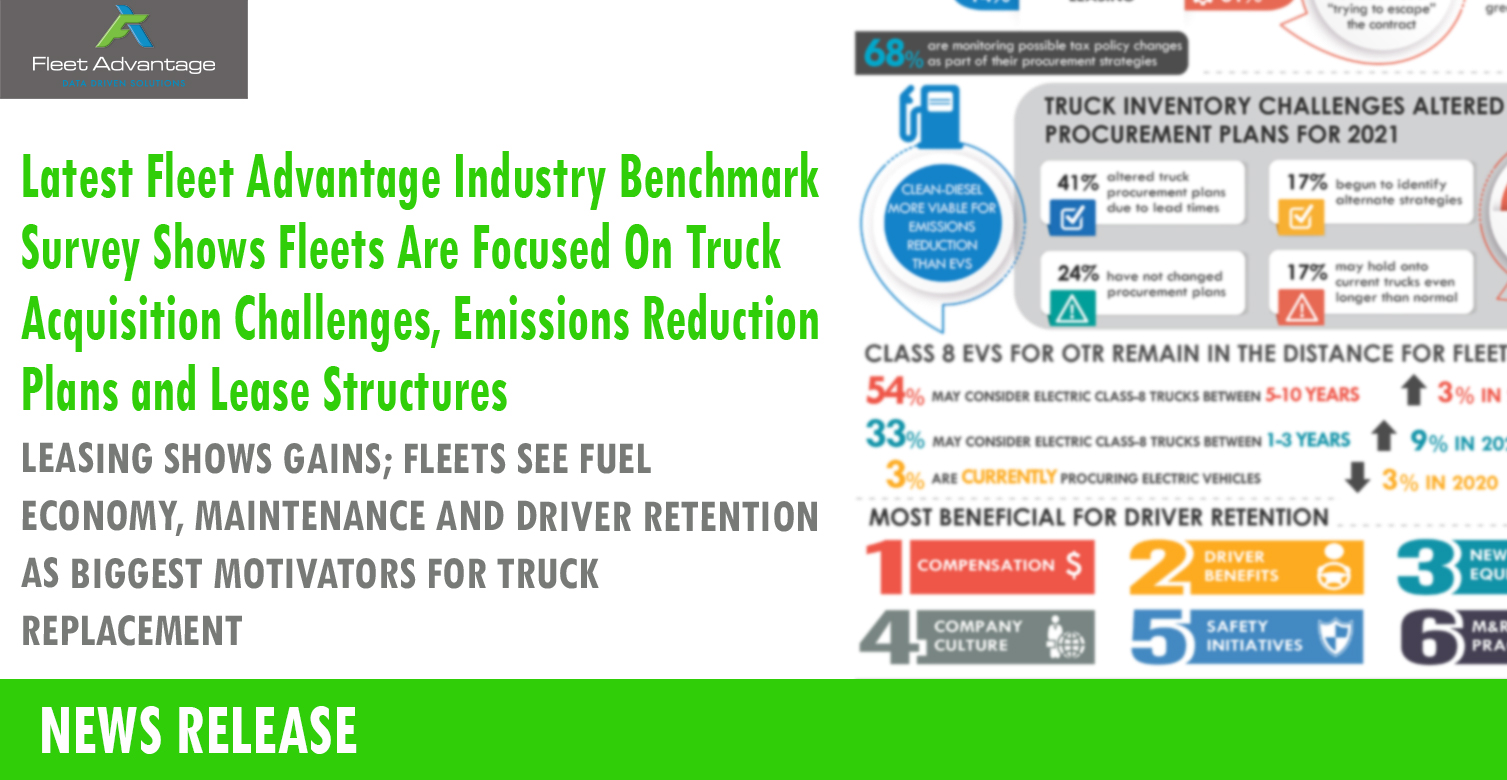 Latest Fleet Advantage Industry Benchmark Survey Shows Fleets Are Focused On Truck Acquisition Challenges, Emissions Reduction Plans and Lease Structures