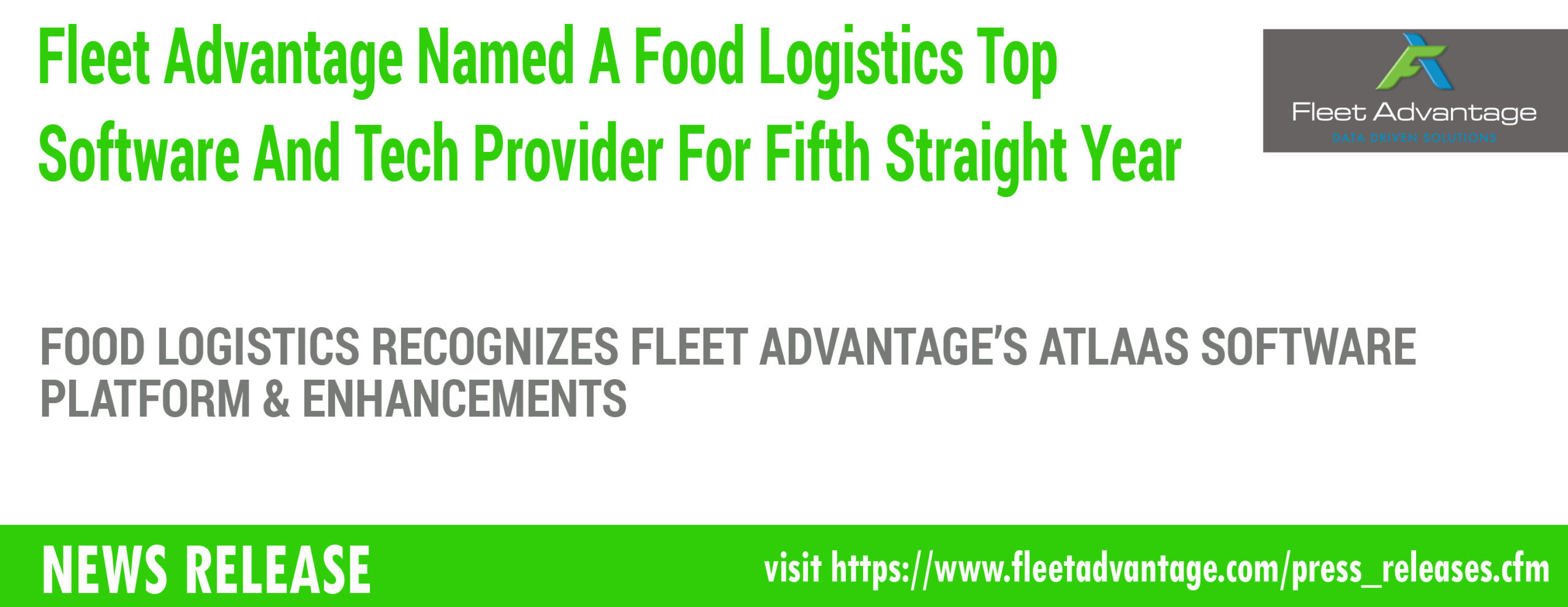Fleet Advantage Named A Food Logistics Top Software And Tech Provider For Fifth Straight Year