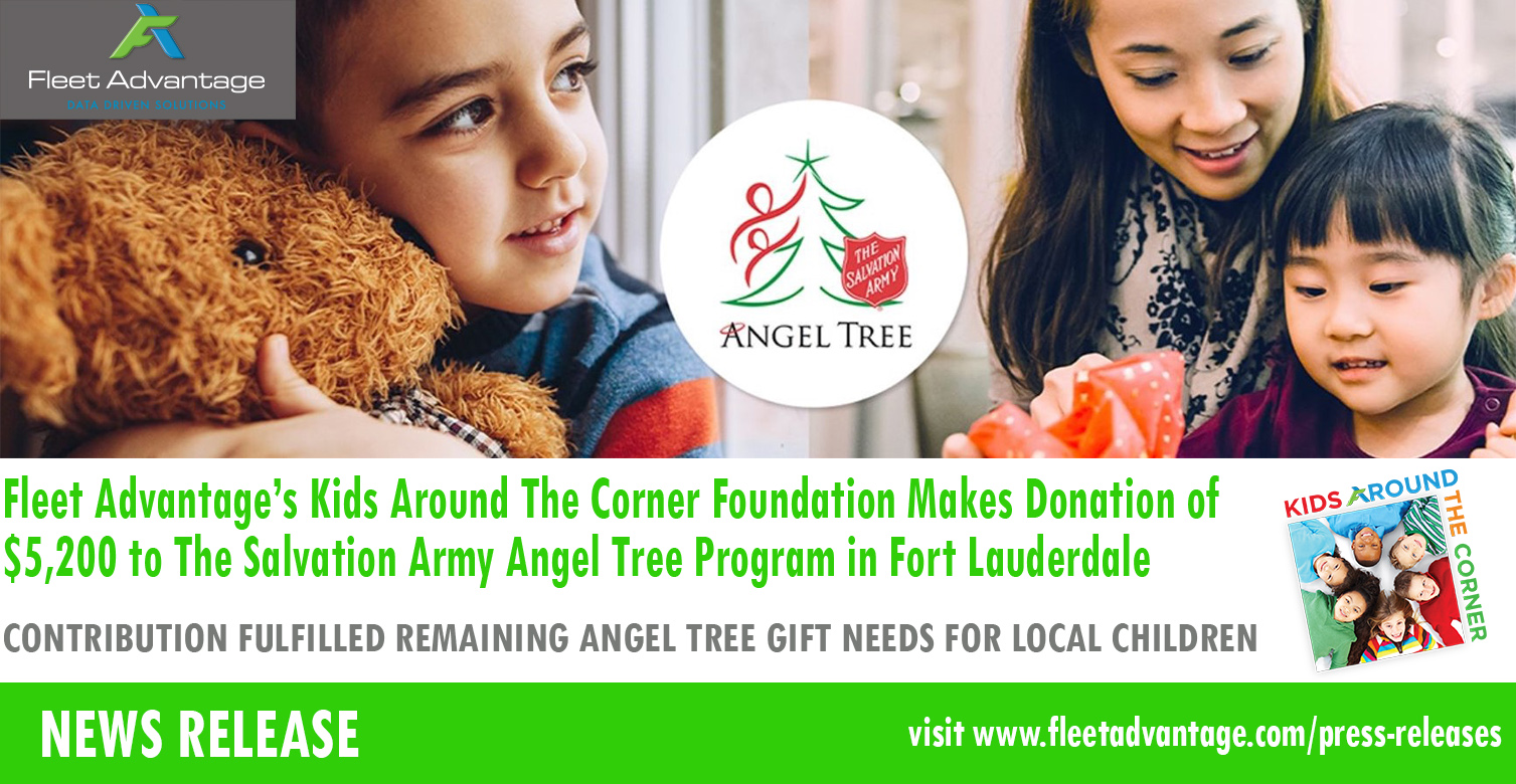 Fleet Advantage’s Kids Around The Corner Foundation Makes Donation of $5,200 to The Salvation Army Angel Tree Program in Fort Lauderdale