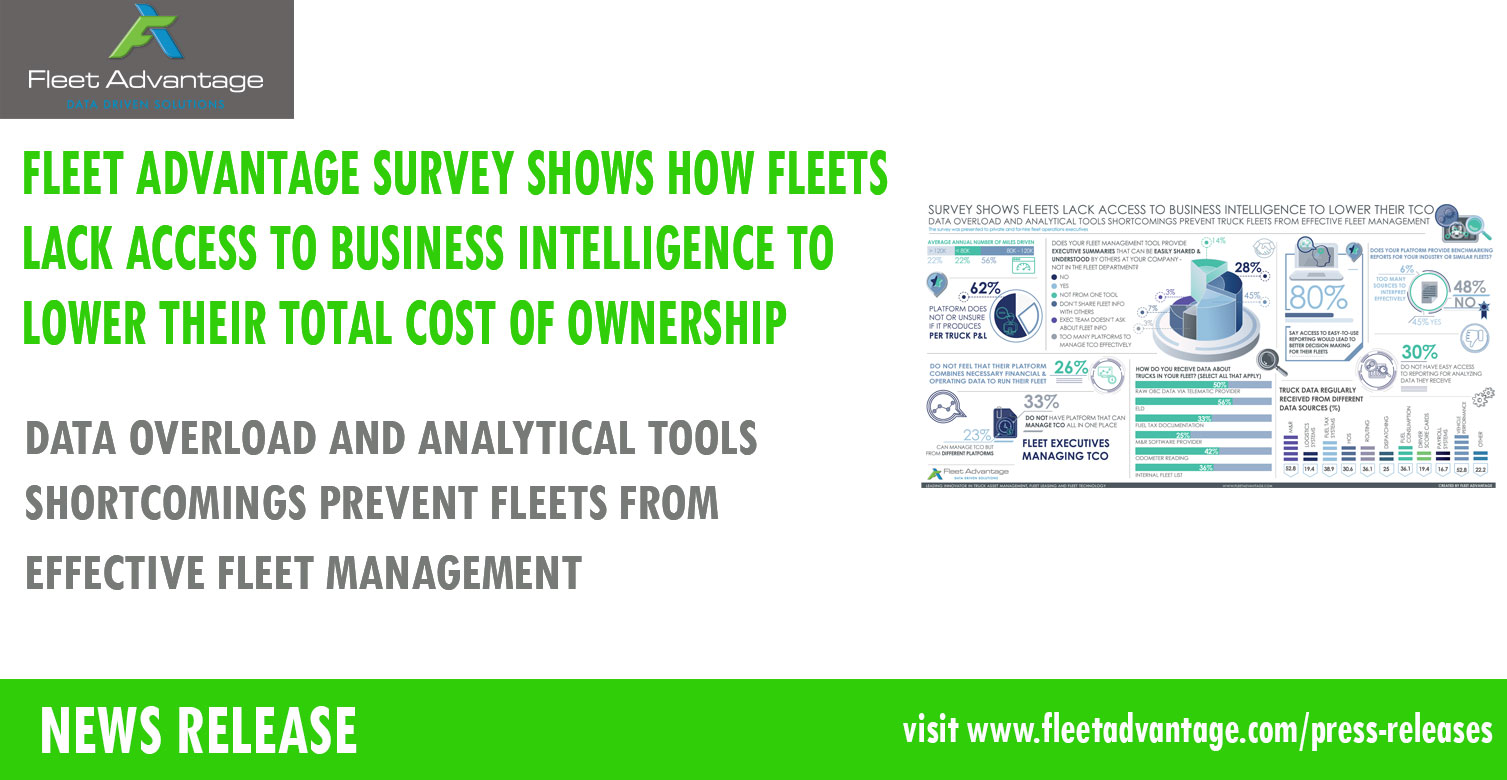 FLEET ADVANTAGE SURVEY SHOWS HOW FLEETS LACK ACCESS TO BUSINESS INTELLIGENCE TO LOWER THEIR TOTAL COST OF OWNERSHIP