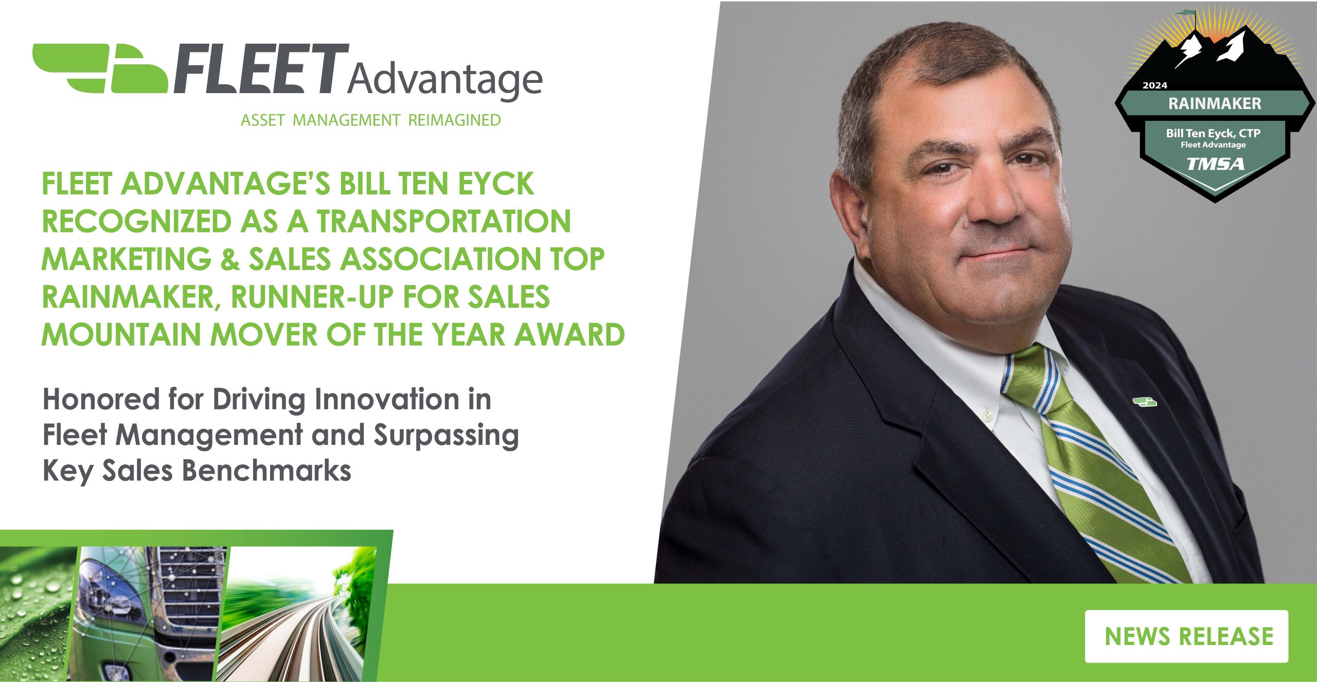 FLEET ADVANTAGE’S BILL TEN EYCK RECOGNIZED AS A TRANSPORTATION MARKETING & SALES ASSOCIATION TOP RAINMAKER, RUNNER-UP FOR SALES MOUNTAIN MOVER OF THE YEAR AWARD