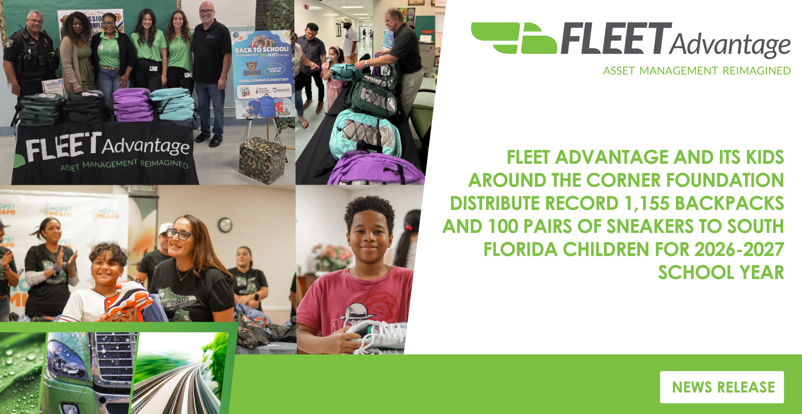 FLEET ADVANTAGE AND ITS KIDS AROUND THE CORNER FOUNDATION DISTRIBUTE RECORD 1,155 BACKPACKS AND 100 PAIRS OF SNEAKERS TO SOUTH FLORIDA CHILDREN FOR 2026-2027 SCHOOL YEAR